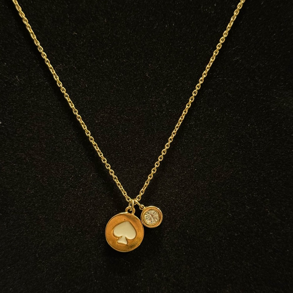 Kate Spade Spot The Spade Gold Necklace White With Gem